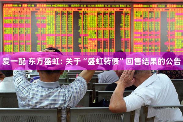爱一配 东方盛虹: 关于“盛虹转债”回售结果的公告