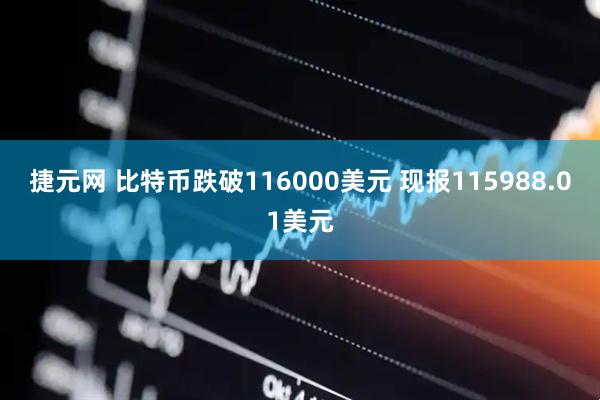 捷元网 比特币跌破116000美元 现报115988.01美元